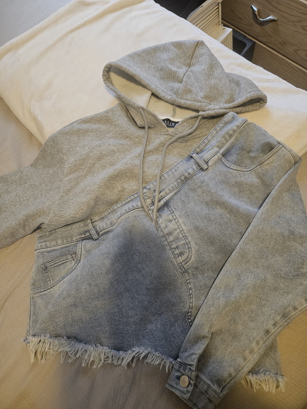 Akira Gray And Denim Pullover Hoodie